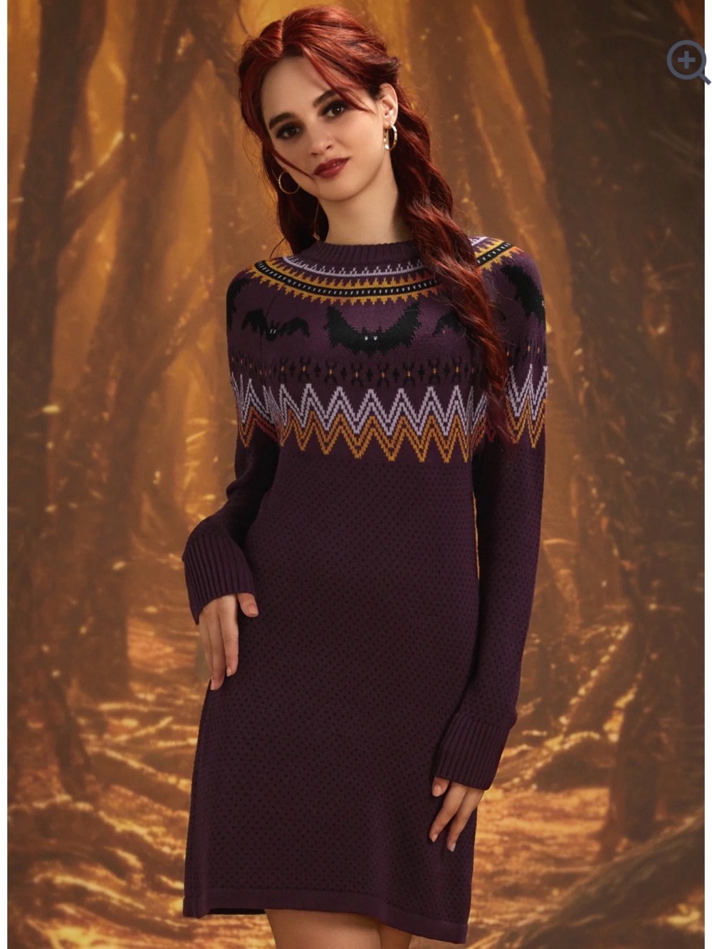New ModCloth It Be Like Bat Fair Isle Sweater Dress Halloween Witchy Spooky XL